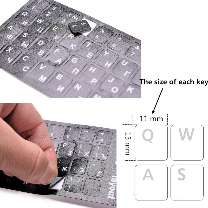 2 PCS Russian Keyboard Stickers with Non-Transparent Black Background &