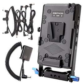 KOERTACOO V-Mount Lock Battery Plate Power Supply Splitter Adapter with 15mm Rod Clamp + NP-FW50 Dummy Battery for Sony Alpha A7 A7S A7R a7II a7SII a7RII A6000 A6100 A6300 and A6500 DSLR Cameras