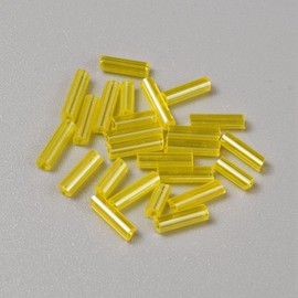Handicraft Emporium | Transparent Glass Round Bugle Beads | Approx 300 Pieces | Yellow