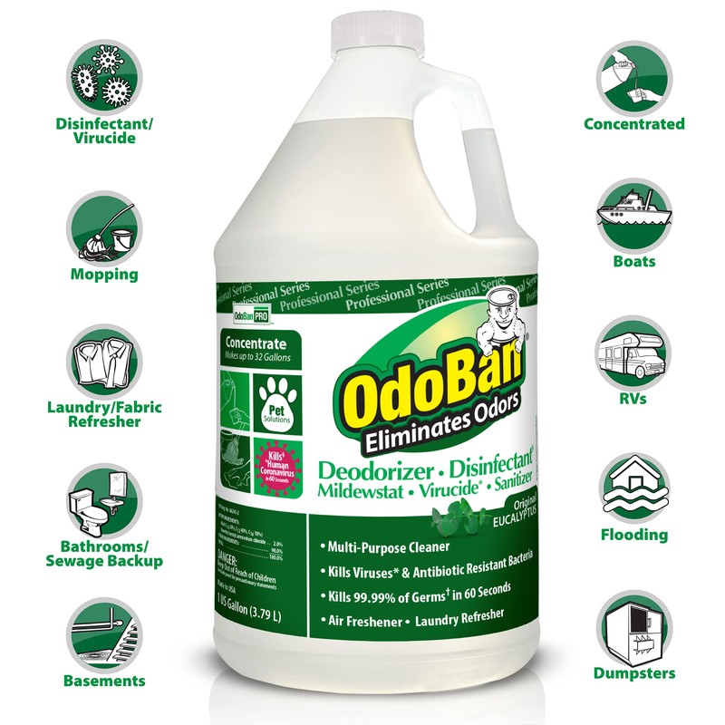 OdoBan Professional Disinfectant and Odor Eliminator Concentrate, Made in the