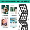 PUJIANG Folding Literature Rack, 6 Pockets Metal Brochure Holder Stand