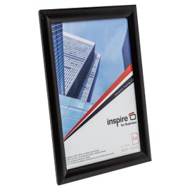 SNAPA4BLK Black A4 (21x30cm) Aluminium Snap Frame with 25mm Wide Profile Point of Sale Certificate Display Picture Photo Frame by Inspire for Business