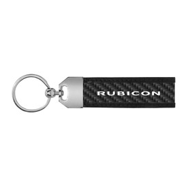 iPick Image 100% Real Carbon Fiber Leather Strap Key Chain with Black Stitching for Jeep Rubicon Wrangler