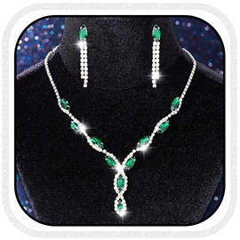 GORAIS Crystal Wedding Prom Jewelry Set Rhinestone Necklace Earrings Sets Bridal Formal Costume Jewelry for Women and Brides