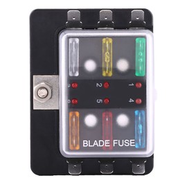 6 Way Circuit Blade Fuse Box Block Holder With LED Warning Light Kit For Car Van Boat Marine