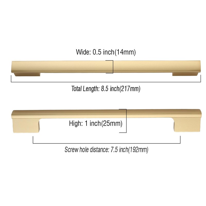 Asidrama 10 Pack 7.5 Inch(192mm) Brushed Gold Cabinet Pulls Kitchen