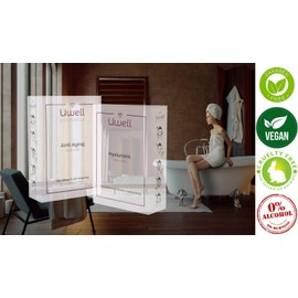 UWELL Cosmetics Anti-Ageing Face Mask | Premium Cloth Mask | Aloe Vera Hydrogel Fleece Mask | Skin Rejuvenating | Wrinkle Reduction | Vegan | Easy to Use | Pack of 8