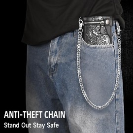 Girinme Biker Wallet Chain – Heavy Duty Punk Keychain for Jeans, Belt, Pocket | Men & Women - Men's/Women Gifts (Barbed Chain)
