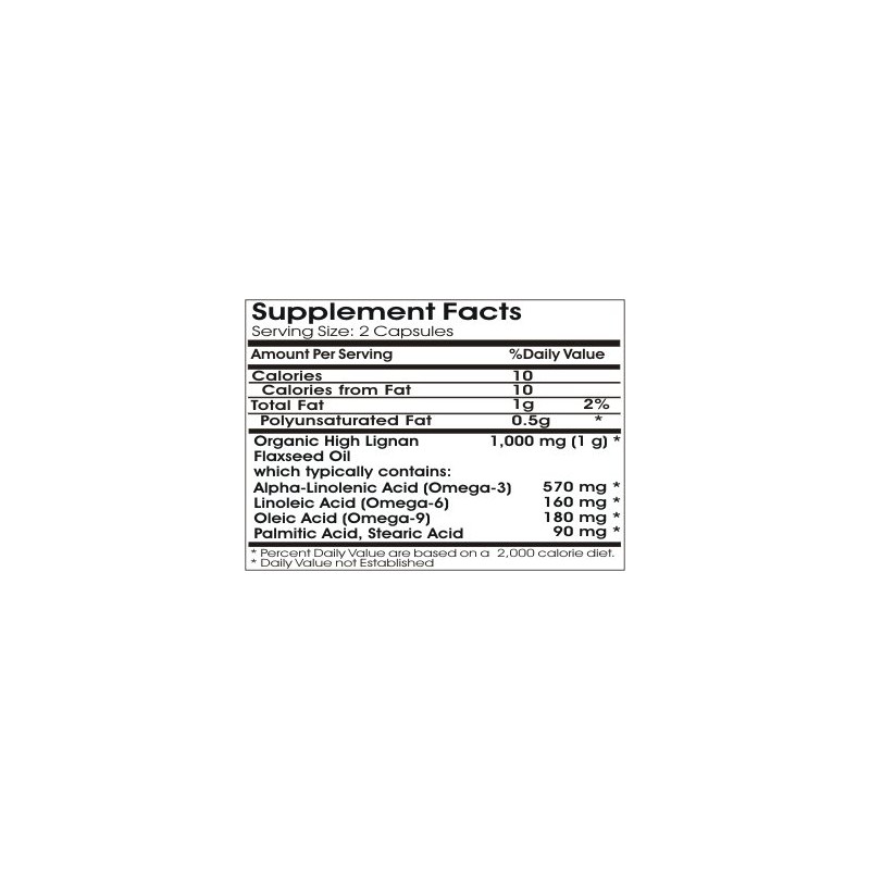 Organic Flaxseed Oil High Lignan 1000mg ~ 200 Capsules -