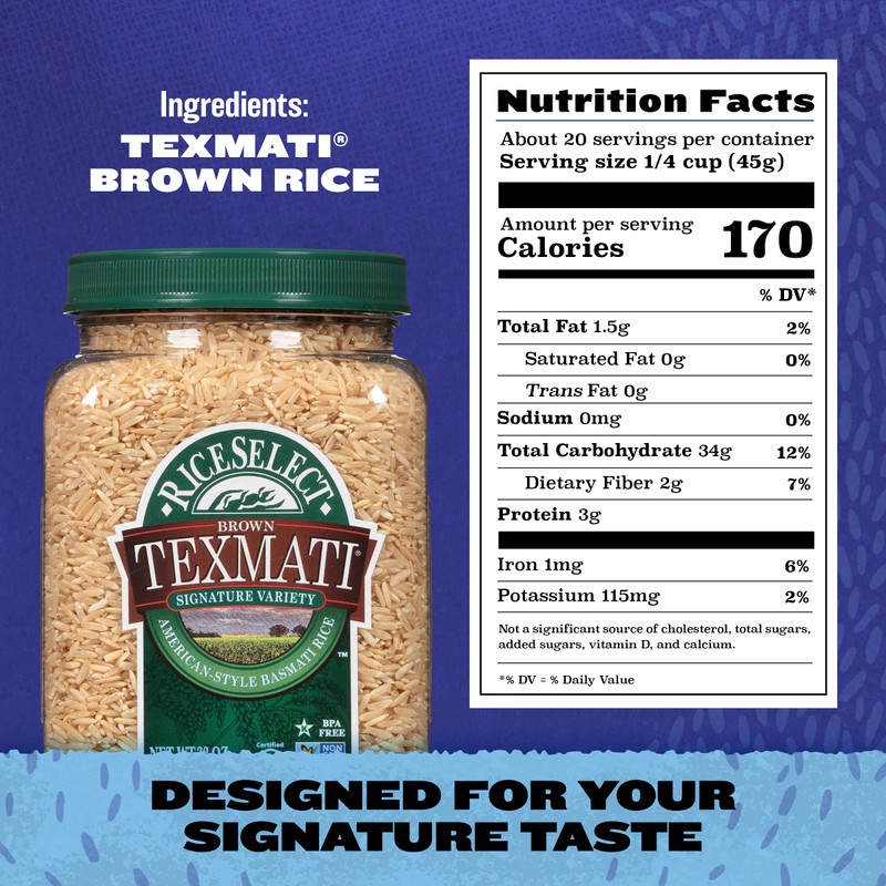 RiceSelect Texmati Brown Rice, Whole-Grain Basmati Rice, Premium Gluten-Free Rice,