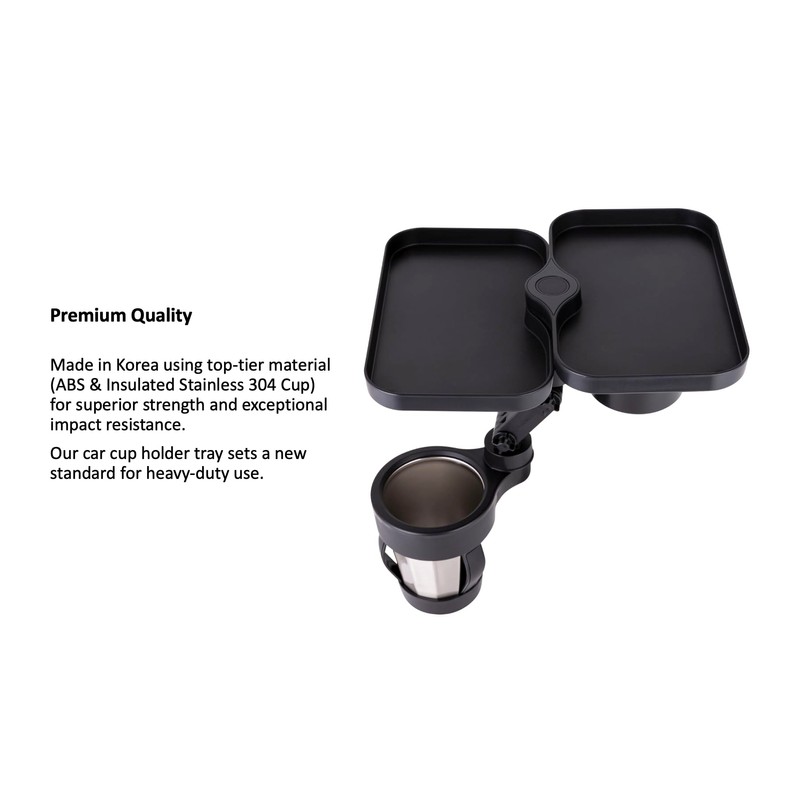 Chameleon360 Insulated Car Cup Holder with Food Table Tray