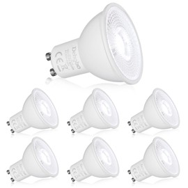 Dehobo GU10 LED Cool White Light Bulb, LED Bulbs Light Spot Cool White Lamp 6 W 6000 K 480 Lumen Replaces 60 W Halogen Bulb, 120° Beam Angle Spotlight, Not Dimmable LED, Pack of 6