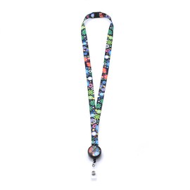 LGEGE Breakaway Lanyard with Retractable Badge Reel, Security Buckle, ID Access Card, Attendance Card, Key Holder, Artistic Design (Flower World), multicoloured