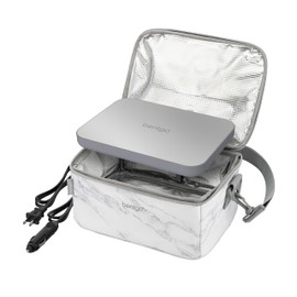 Bentgo Heat - Electric Lunch Bag & Food Warmer for Reheating Meals in Car, at Work & More - Heated Lunch Box Warmer for Adults, Students & Shift Workers, 12V/24V Auto & 120V Wall Cords (White Marble)