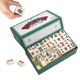 HOVCEH Mini Mahjong Spiel, Tragbarer Majong Set mit 144 Steinen, Traditionelles Chinesisches Majongsteine Spiel, Mahjong Steine Tabletop Brettspiel für Familie Reise Tabletop