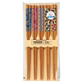 Ishida 67193 Chopsticks Silver Ion Antibacterial Susubamboo Chigirie Picture 5 Pair Set, 9.1 inches (23 cm), Brown [67193]