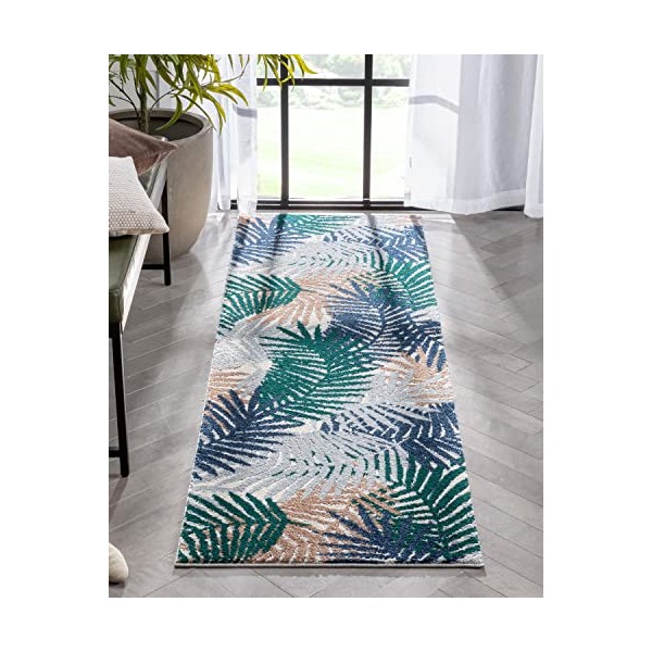 Well Woven Sono Blue Palms Botanical Runner Rug (2'3" x