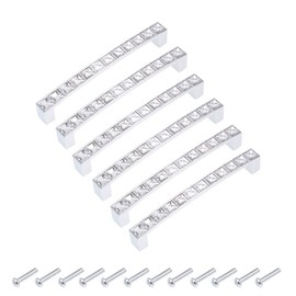 sourcing map Cabinet Pulls Drawer Handles 128mm Hole Centers Alloy Crystal with Screws 6Pcs