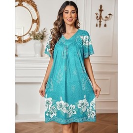 ELESOL Womens House Dress Floral Print Moo Moos Nightgowns Moomoo Dresses Mumus with Pockets