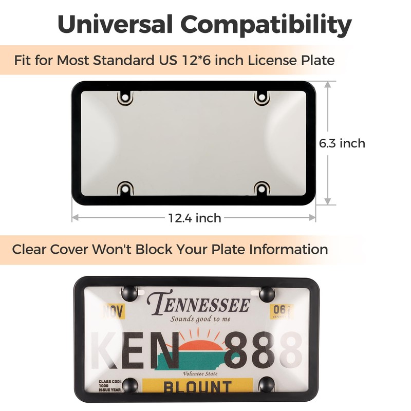 License Plate Cover & Frames, 2 Pack Clear License Plate