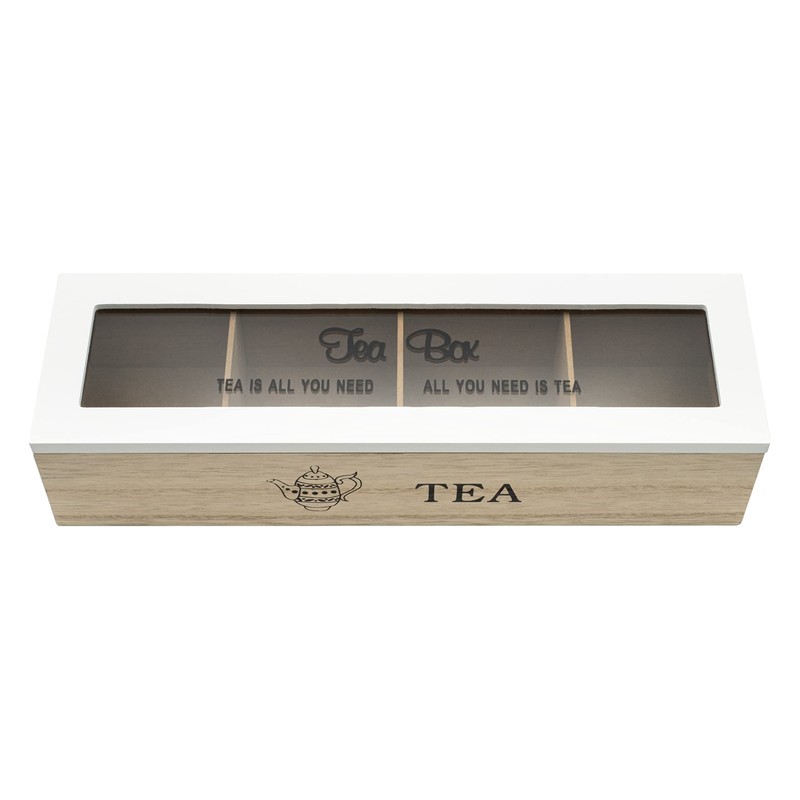Wooden Tea Box, Tea and Herbal Tea Bag Holder with