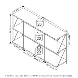Furinno Besi 4 x 2 Multipurpose Shelf Display Rack with Metal Frame, Walnut Cove