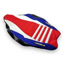 FourWerx Carbon Honda TRX450R 450R Wave Seat Cover V4 Red / White / Blue - FourWerx Carbon