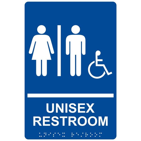 ComplianceSigns.com Accessible Unisex Restroom Sign, ADA-Compliant Braille and Raised Letters,