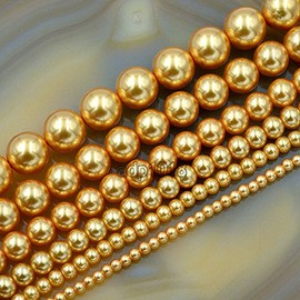 AD Beads Czech Glass Pearl Round Beads 16'' 3mm 4mm 6mm 8mm 10mm 12mm (12mm, Gold)