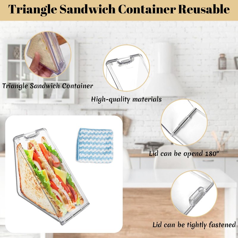 Triangle Sandwich Container,Triangle Sandwich Container Reusable,Triangle Sandwich Box with Lids