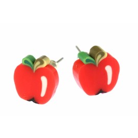 Miniblings Apple Stud Earrings Fruit Fruit Apple Fruit Red Handmade Fashion Jewellery I Earrings Stud Earrings, polymer clay