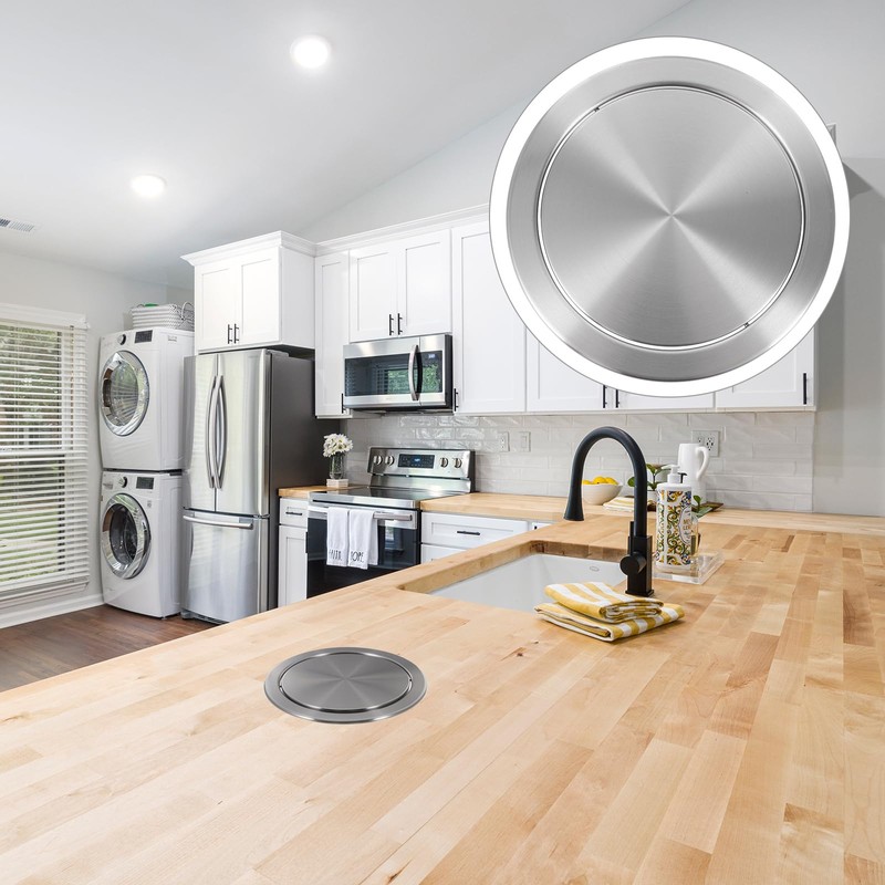 Simple Trash Grommet for Kitchen Countertop with Auto Cover, 8.2