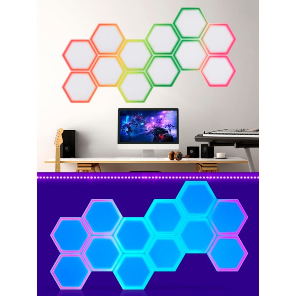 12 Pack Blacklight Acoustic Panels, 14"X 12" X 0.4" Hexagonal