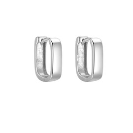 GAUEIOUR Small Chunky Silver Earrings for Women Trendy Small Hoop Earrings, Wide-face Geometric Square Earrings Small Copper White Gold Huggie Hoops Earrings Hypoallergenic for Women Men Birthday Presents