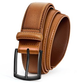 Men's Belt Leather Belt for Men Dress Casual Golf Jeans Pants 1 3/8" (Brown)