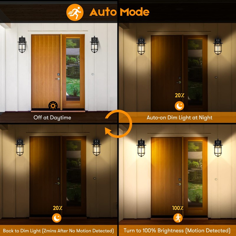 Motion Sensor Outdoor Wall Lantern Dusk to Dawn Waterproof Exterior