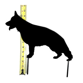 German Shepherd Dog 14" Wide 9" Tall Metal Art Yard Stake Ornament Powder Coated Black Made in USA