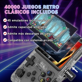 JUHANI Consola de Videojuegos Retro Portátil 256GB + 40000 Juegos Clásicos Retro Portátil Consola de Videojuegos Retro Portátil (Gris)