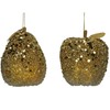Gisela Graham Set of 2 Christmas Fruits 9cm - Gold