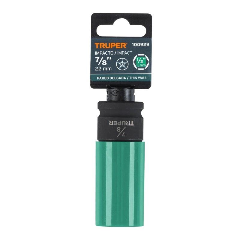 Truper D-7328-HLPD Dado Largo Impacto protección plástica 7/8", 6 Puntas,