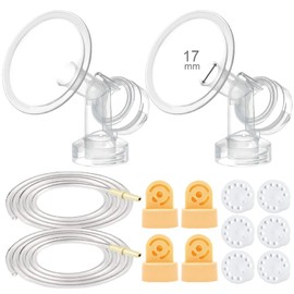Maymom - Kit de bomba de pecho para bomba de Medela en estilo Advanced Breast Pumps; 2 protectores de pecho (una pieza, mm), 4 válvulas, 6 membranas, y 2 tubos de bomba en el estilo; puede reemplazar válvula Medela, 17 mm (XX-small)