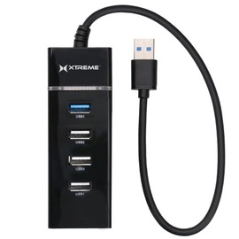 Xtreme 4-Port USB 3.0 High Speed Hub, Works with Laptops/Desktops, Supports All USB Devices: Wireless Mice, Smartphones, Tablets, Plug and Play Installation