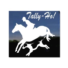 Tally Ho! Foxhunting Jumping Horse and Fox Hound Vinyl Window Decal