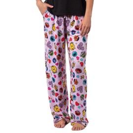 Sesame Street Women's Character Heart Heads Elmo Big Bird Tossed Print Sleep Pajama Pants (XX-Large) Pink