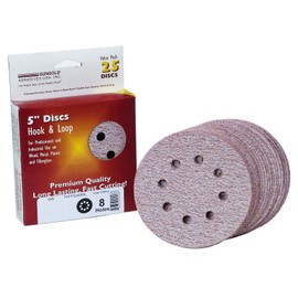 Sungold Abrasives 024202 5" By 8 Hole 800 Grit Premium Plus C Weight Paper Hook And Loop Sanding Discs, 25-Pack