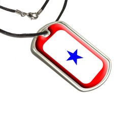Graphics and More Blue Star Flag - One 1 War Mother Service Military Dog Tag Black Cord