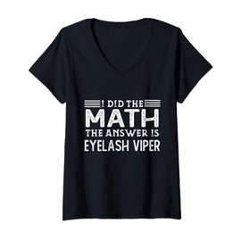 The Answer Is Eyelash Viper Funny Math Teacher Student V-Neck T-Shirt