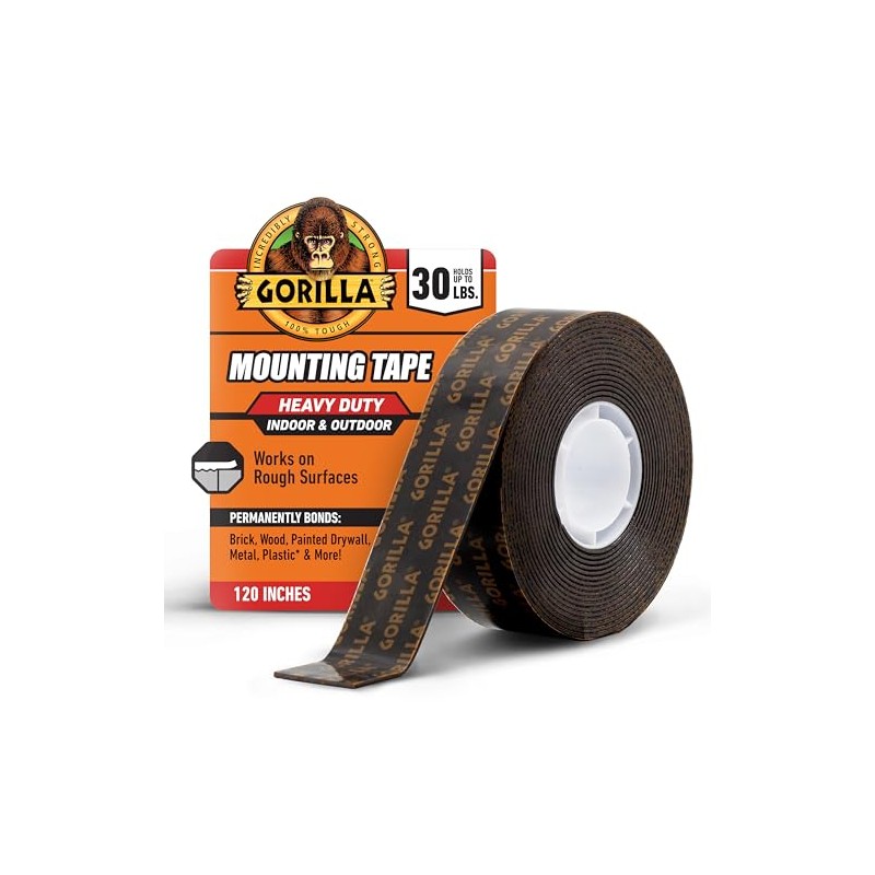 Gorilla Cinta de montaje de doble cara resistente, extralarga, 1
