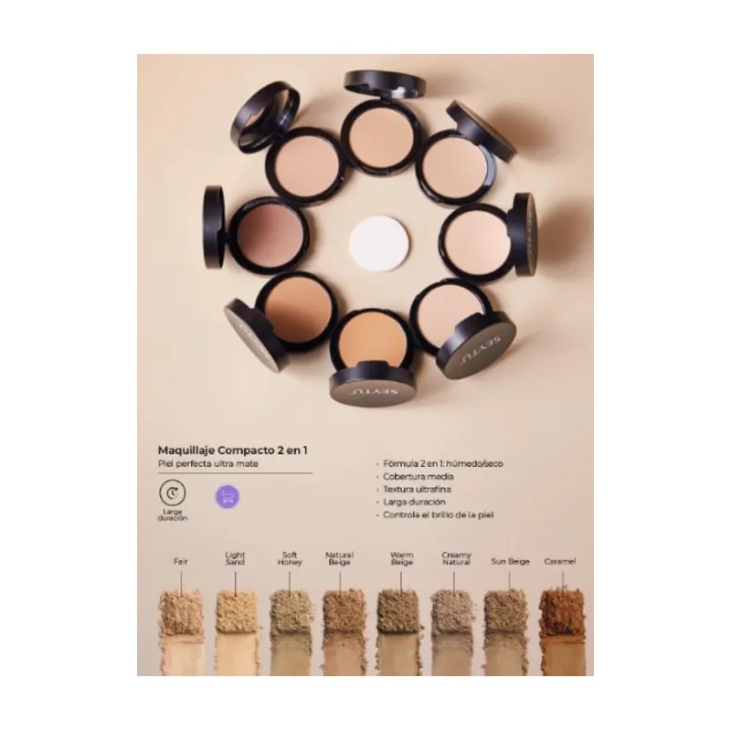 Maquillaje En Polvo Compacto 2 En 1 Contra Agua Seytú