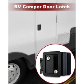 Naissian RV Camper Door Lock Latch Deadbolt Lock Entry Side Door Lock with Handle for Travel Trailer 5th Wheel Universal Security RV Compartment Side Door Latch, Black, Pack of 2 Lock+ 8 Keys Alike